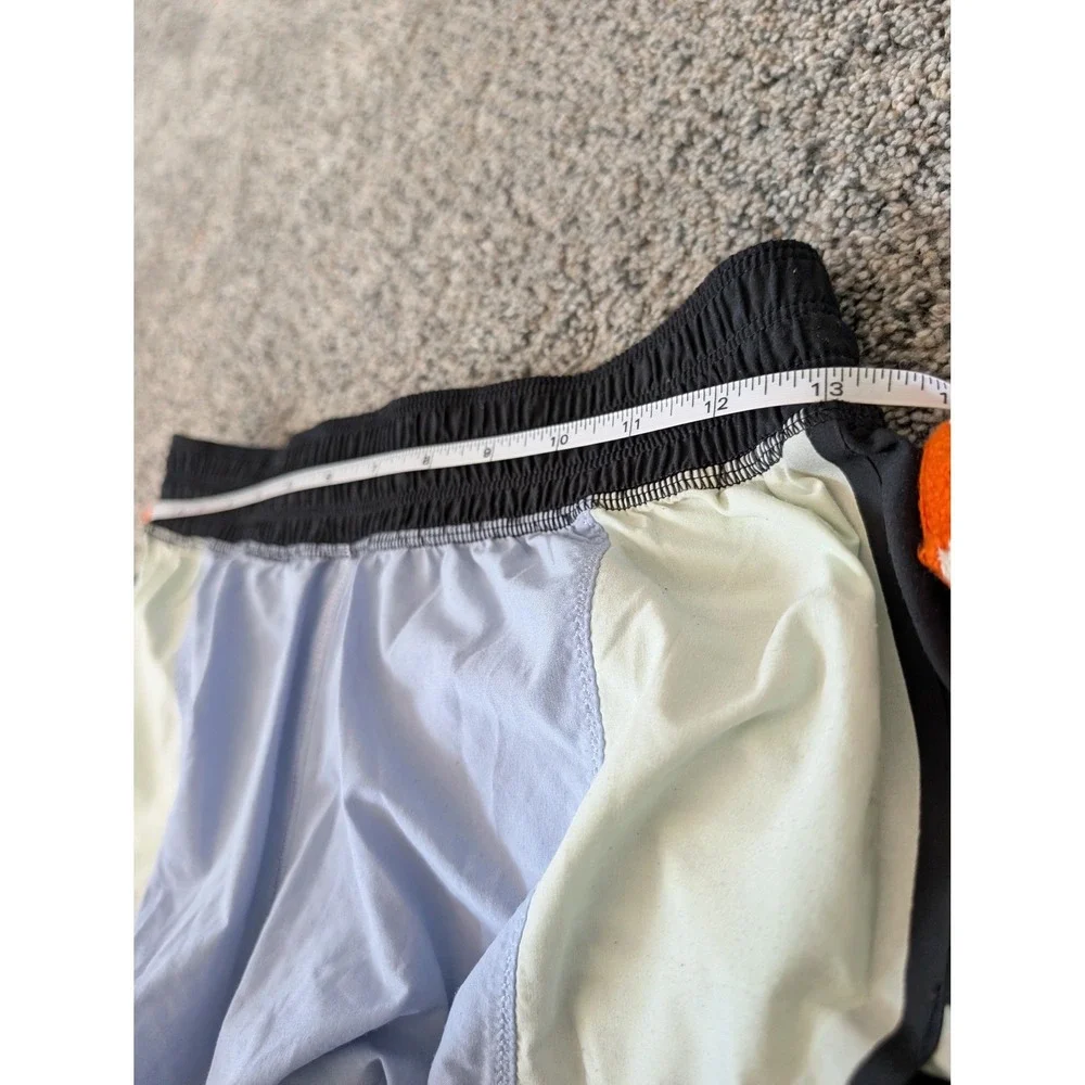 Lululemon Women Black Blue Mint‎ Colorblock Running Shorts Size Small